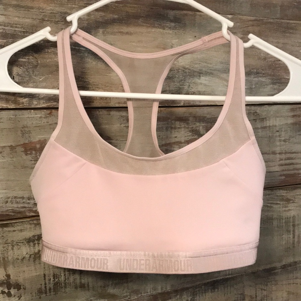 Baby pink under armour sports bra